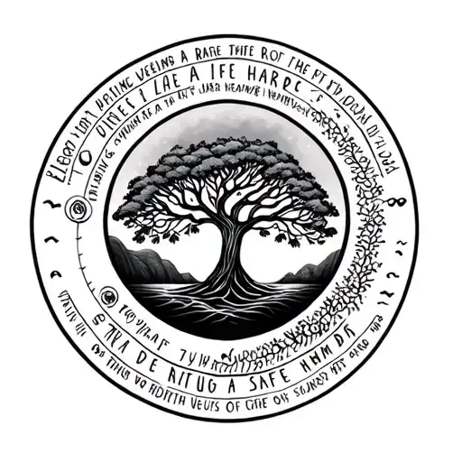 Enso Circle With Tree Of Life And Idea Of Being A Safe Harbour