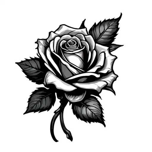 The Word Love With A Rose With Spine