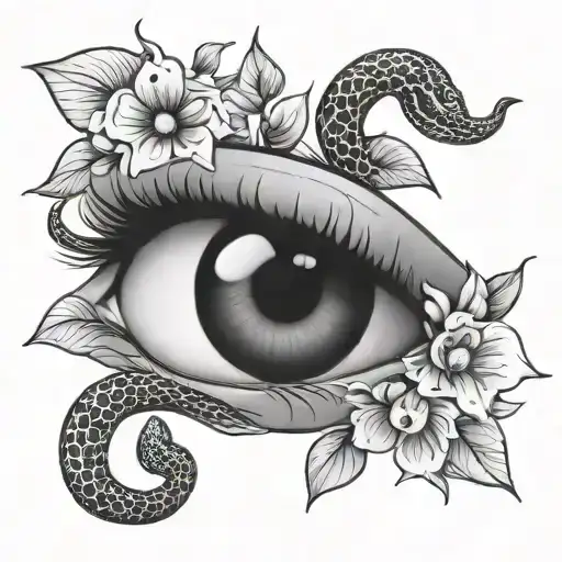 Eye And Snake And Flower