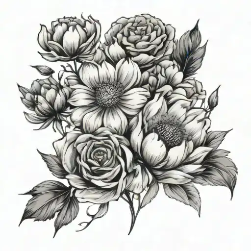 Cosmos And Rose Bouquet