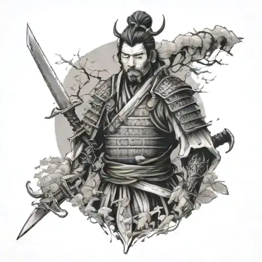 Samurai In The Middle Of The Sword Forest