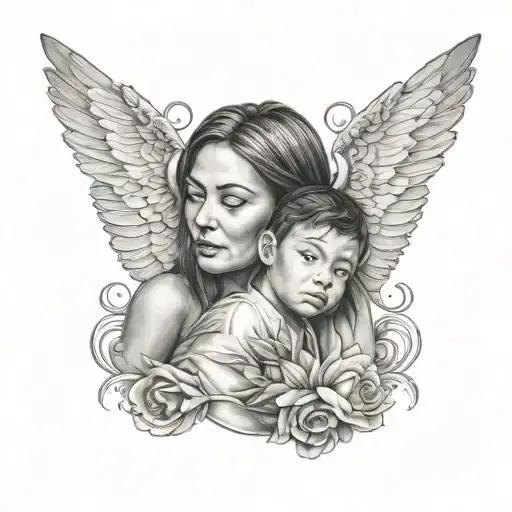 Face Potrait Of Wife And Son Both On Each Chest But Need To Link