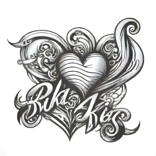 A Heart With Beats Per Limit Lines With The Name Rika In Cursive With A Dog Paw At The End