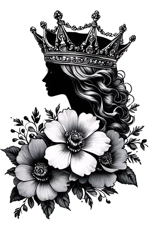 Queen Crown And Flowers