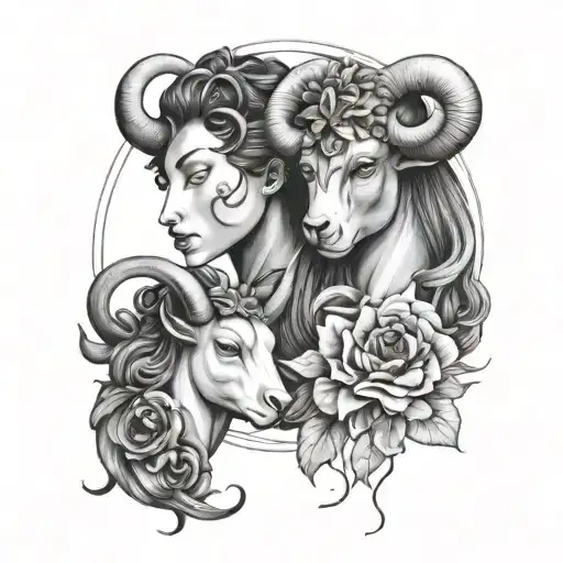 Please Create A Tattoo Of The Zodiac Signs Gemini And Taurus As A Symbol Of Mother-daughter Love
