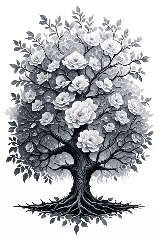 Tree Of Life Tree With Flower Surrounded