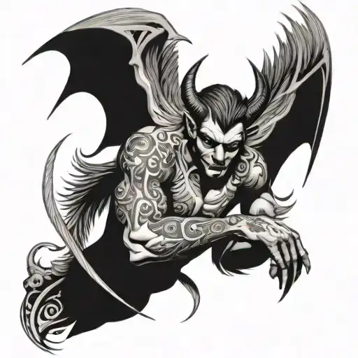 Devil With Feather Wings Holding