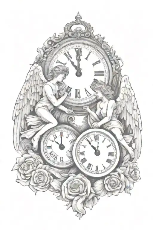 Angels Holding A Clock