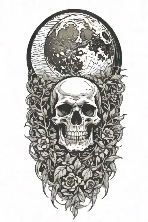 Nature Scene Featuring Skull As The Moon In The Background