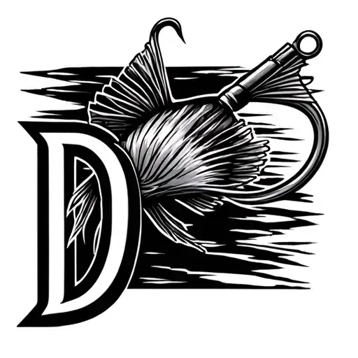 Fishing Hook With Line Attached Going Up Forming A D