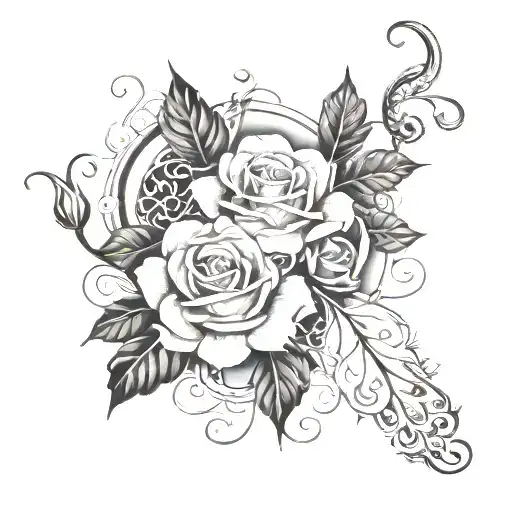 Half Arm Sleeve Flowers And Vines Going Up The Arm With The Date August 30Th Tied Into The Vines