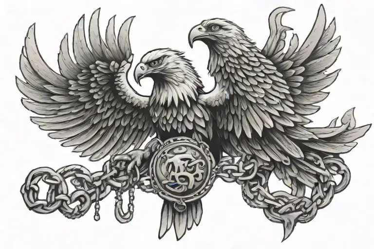 Piper Wrapped In Chain Held By Eagle Soaring