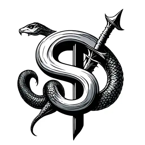 Snake Like Letter S On Letter T Made Like A Sword