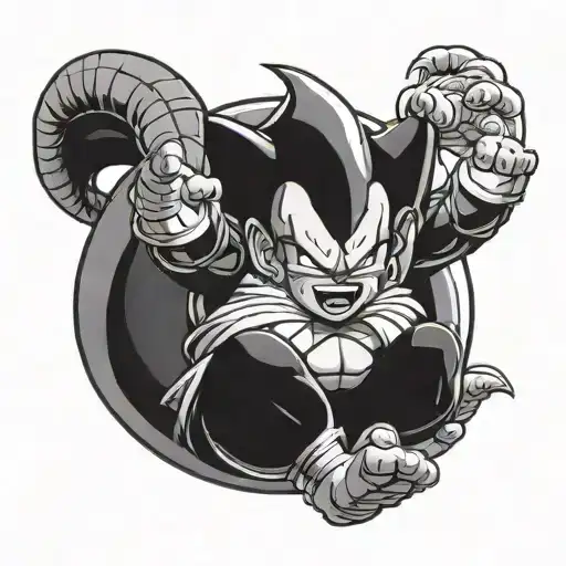 Kid Buu Dragon Ball With His Foot On Kirby Head