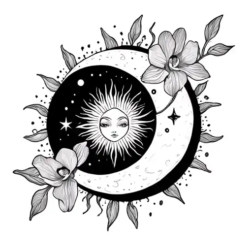 Orchid Sun Stars Moon Fine Line