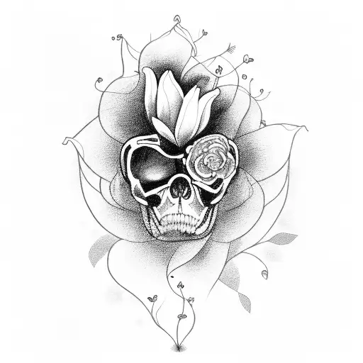Full Black Heart With Flowers