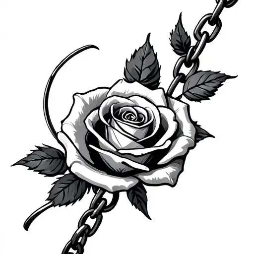 Cross Rose Chain Wrapped