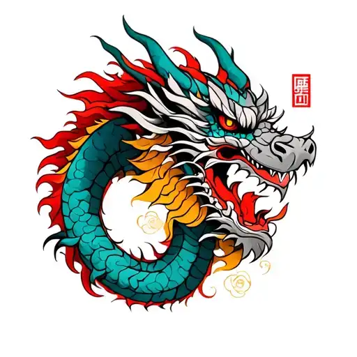 Korean Style Dragon And Warrior