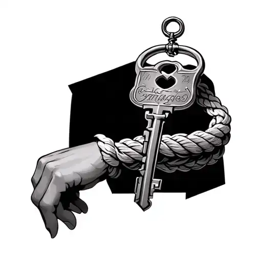 Bicep Rope Band That Wraps Around Forearm With A Key On Top Of The Hand