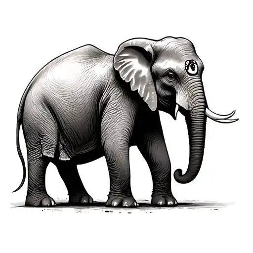 God Walking Next To Elephant With A Semicolon Pupil