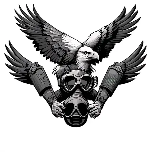 Swat Eagle Holding Dive Mask And Dive Fins Off Talon