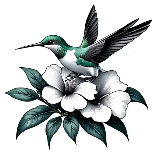 Humming Bird Pollinating Gardenia Flower Growing