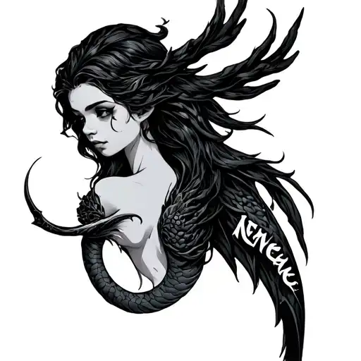 Siren With The Word Menace Written In Her Tail