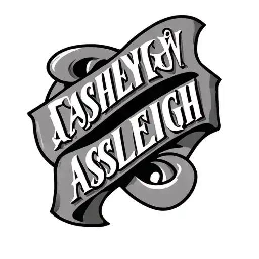 Bold Typography Throat Tattoo With Name Ashleigh 3D