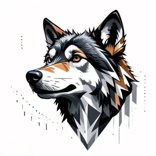 Minimalist Wolf With Geometric Design Incorporating