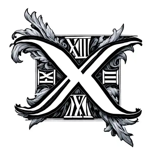 Roman Numeral I Overlayed A Roman Numeral X