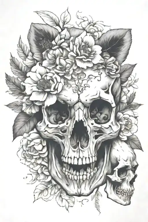 Bear Skull And October And December Birth Flowers