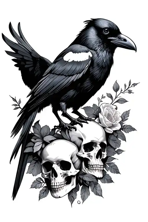 Skulls Withering Flowers A Raven And A Crow Sleeve