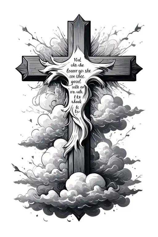 Bible Verse With Cross And Clouds Forming