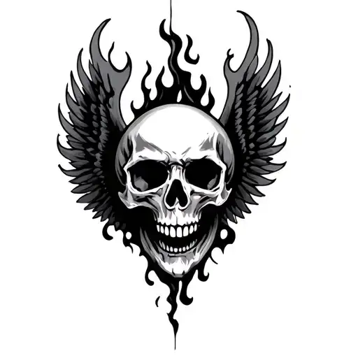 Skull Wings Flame