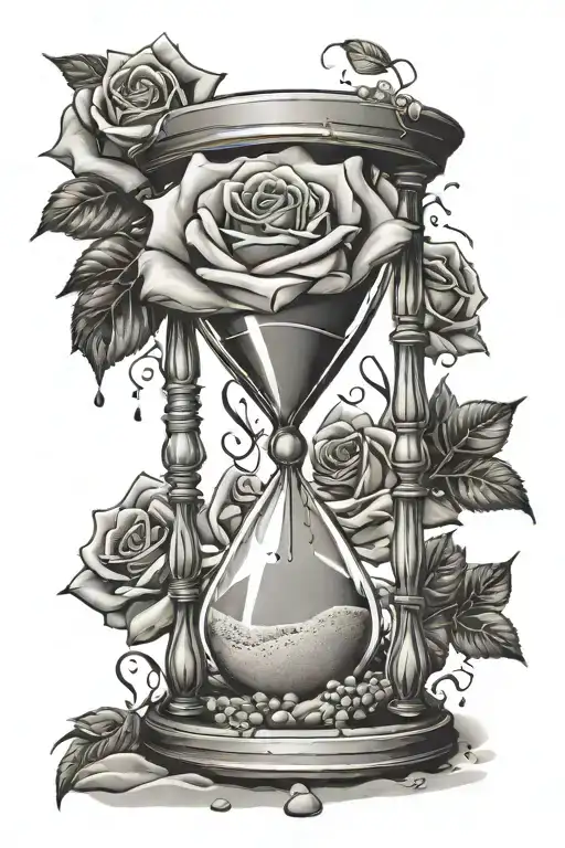 Hourglass With Sand Falling On Rose Reveiling Diamond