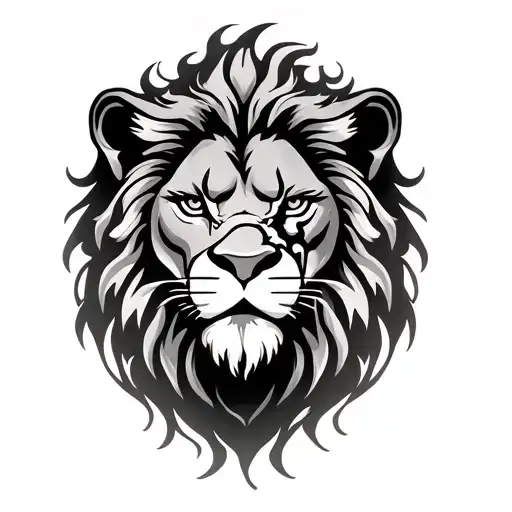 Flaming Lion With A Scar On It's Left Eye Realistic