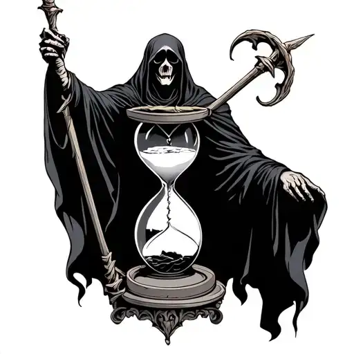 Full Body Grim Reaper Thats Reaping The Souls Into An Hourglass