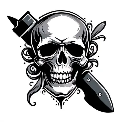 Skull Sideways On A Knife