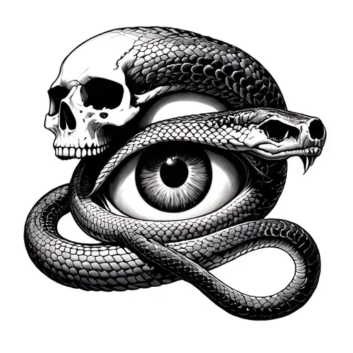 Snake Slithering Through Skulls Eye Inside