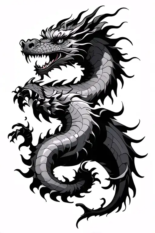 A Japanese Medieval Dragon Coiled