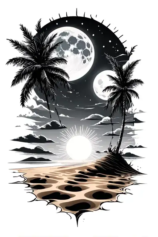 Sand Watch And Moon And Sun