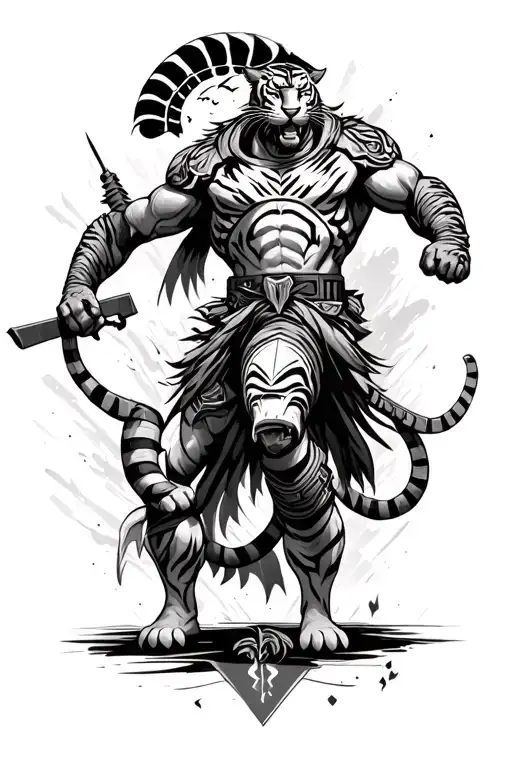 Spartans And Tiger Surrounded