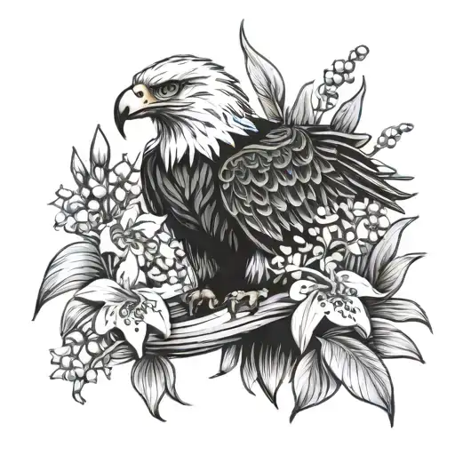 Eagle And Lily Of The Valley Flowers
