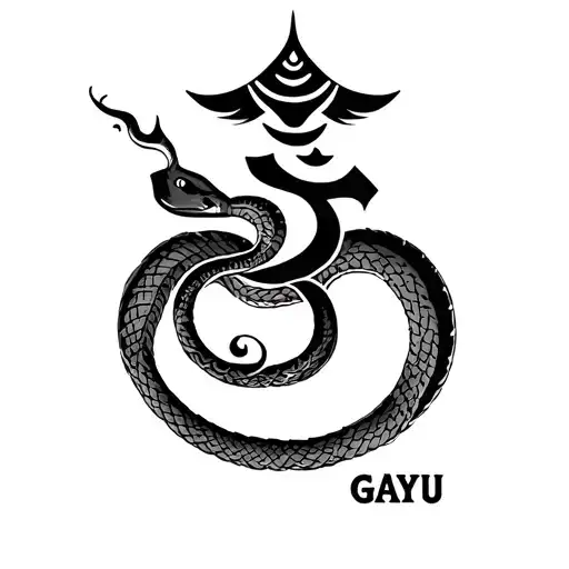 Trishul With Damru Snake And Om Symbol And Embedded With Name Gayu