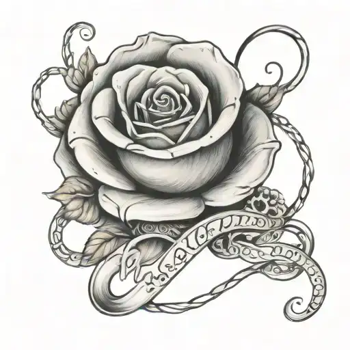 Infinity With A Rose With Fused Letters U And M
