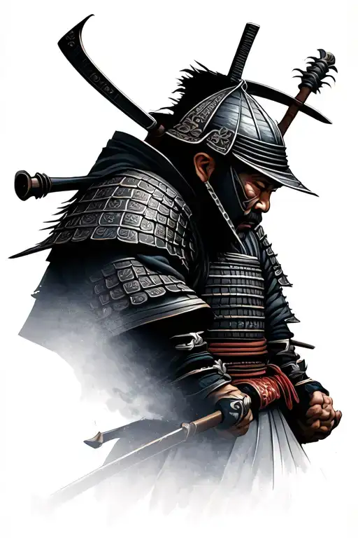 A Samurai Soldier Looking Down