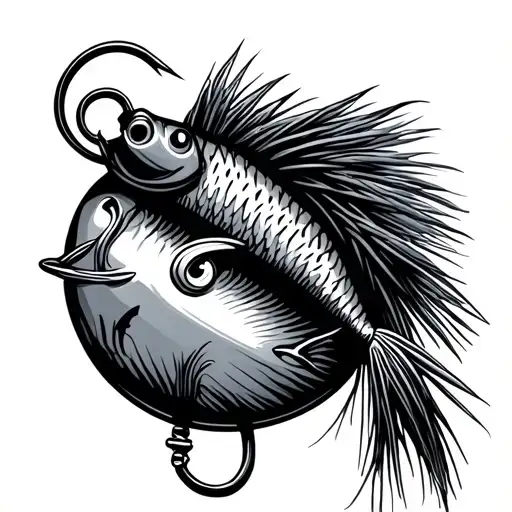 Fishing Line Attached To Fishing Hook Hanging