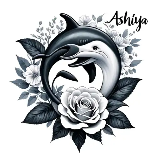 Name Ashiya And Jayce Roses And Dolphin