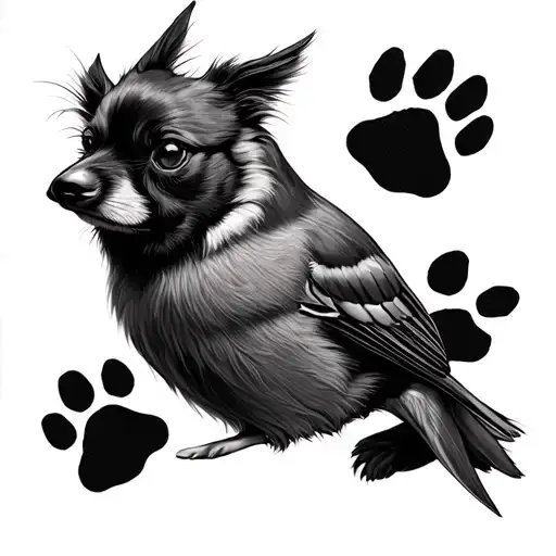 Cardinal And Dog Paw Print