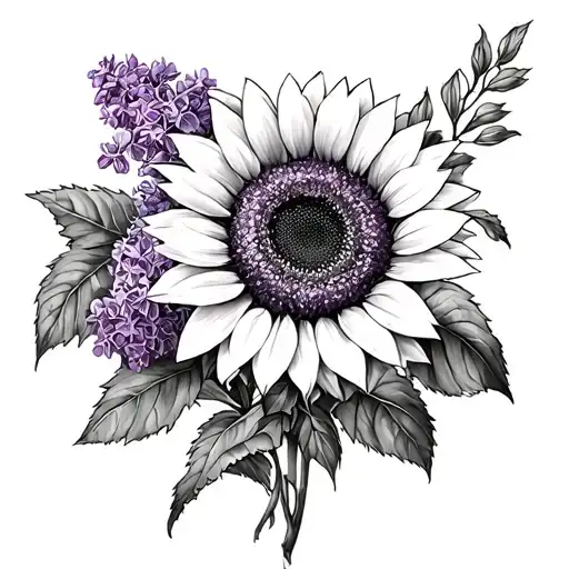 Lilac And Sunflower Bouquet